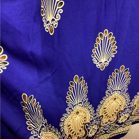 GM Fashion Sleeveless Blue Patterned Dress p2p~22” length: 50” with Pockets - Picture 9 of 10